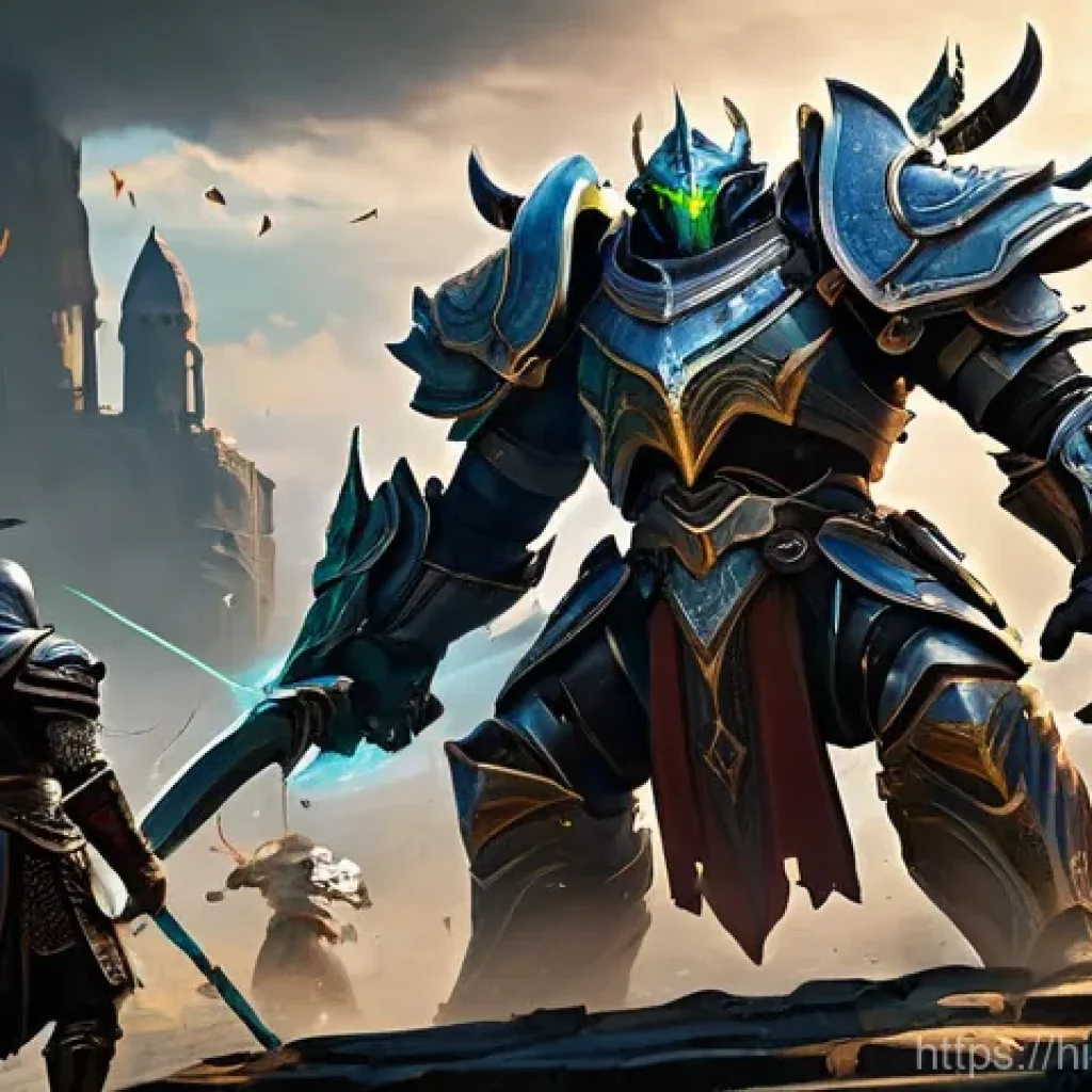 리니지2M GM 이벤트 참여법 - **Prompt:** An epic, dynamic scene showcasing a diverse team of five Lineage2M fantasy characters—a ...