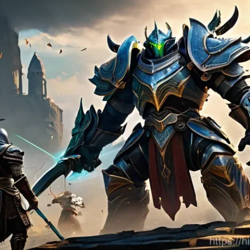 Home 23 리니지2M GM 이벤트 참여법 - **Prompt:** An epic, dynamic scene showcasing a diverse team of five Lineage2M fantasy characters—a ...